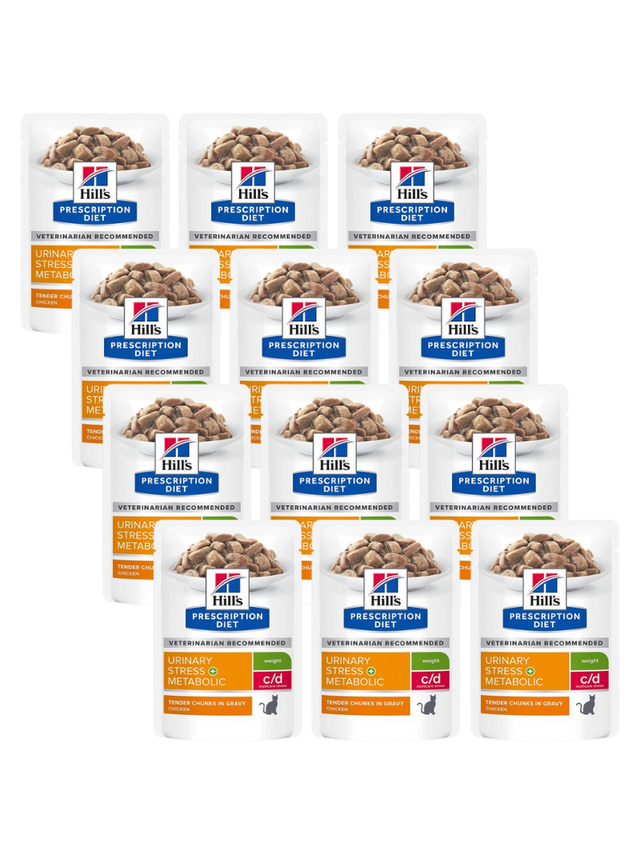 HILL'S PD Prescription Diet Feline c/d Urinary Stress + Metabolic Kurczak 12x85g saszetka