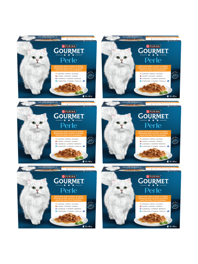 Gourmet Perle Karma dla dorosłych kotów soczyste mini fileciki w sosie 6x(12x85 g)