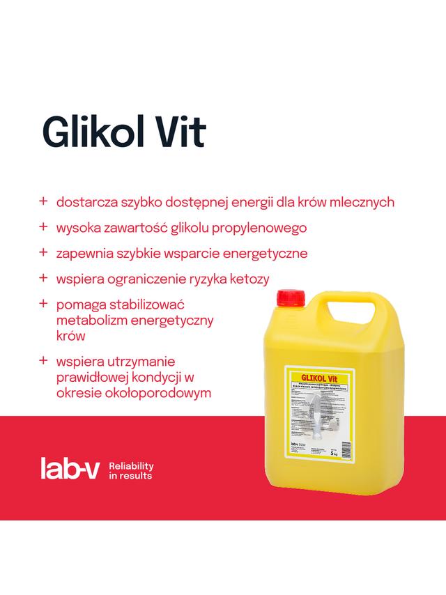 Lab-v Glikol Vit - Mieszanka Paszowa Uzupełniająca Dietetyczna Dla Krów Mlecznych Zmniejszająca Ryzyko Wystąpienia Ketozy 5kg