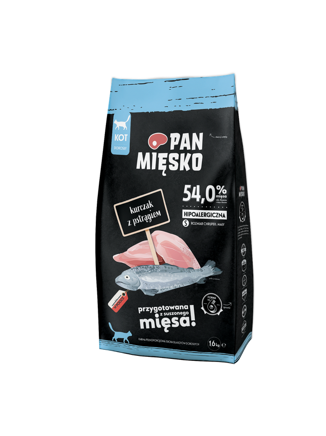 PAN MIĘSKO Kurczak z pstrągiem S 1,6kg dla kota