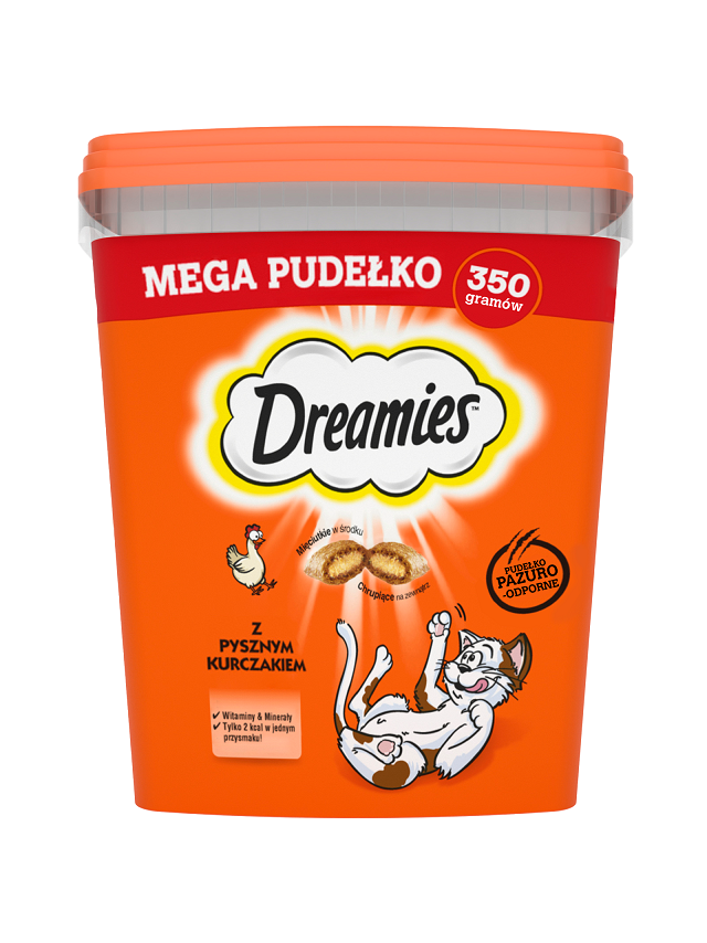 DREAMIES  Mega Pudełko 350 g – karma uzupełniająca dla dorosłych kotów, z pysznym kurczakiem
