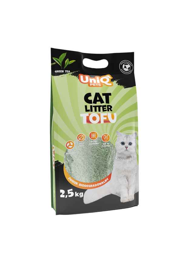 UNIQ PETS ŻWIREK DLA KOTÓW TOFU biodegradowalny 2,5kg zielona herbata