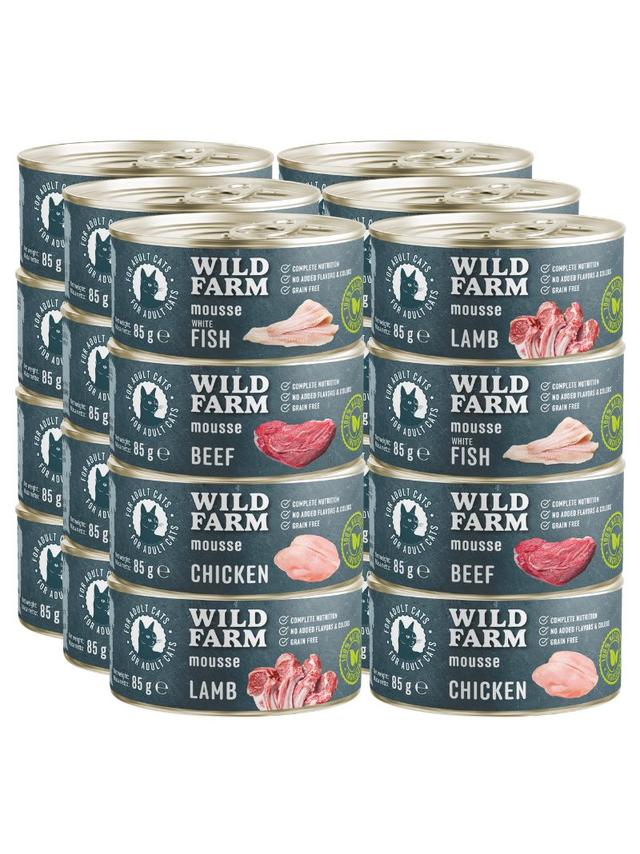 WILD FARM Mousse Mix smaków 24x85g - bezzbożowy mus dla kota