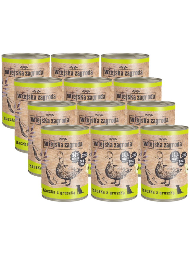 Wiejska Zagroda Kaczka z gruszką 12x400g dla psa