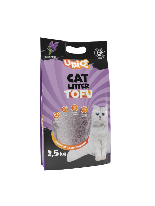 UNIQ PETS ŻWIREK DLA KOTÓW TOFU biodegradowalny 2,5kg lawenda