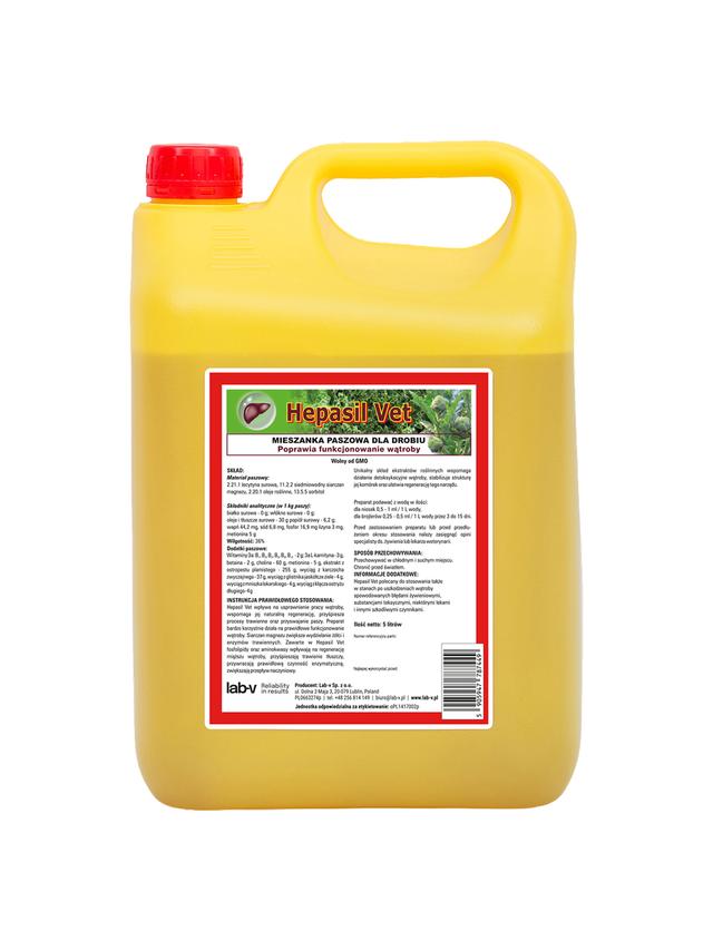 Lab-v Hepasil Vet Dla Drobiu - Mieszanka Paszowa Dla Drobiu Na Poprawę Funkcjonowania Wątroby 5kg