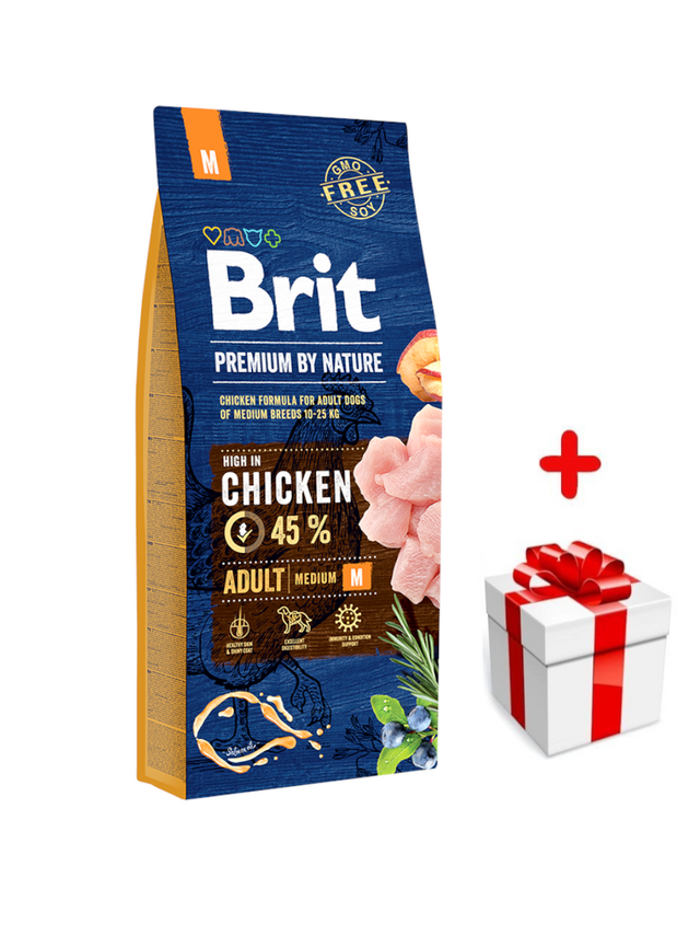BRIT Premium By Nature Adult M 15kg  + niespodzianka dla psa GRATIS!