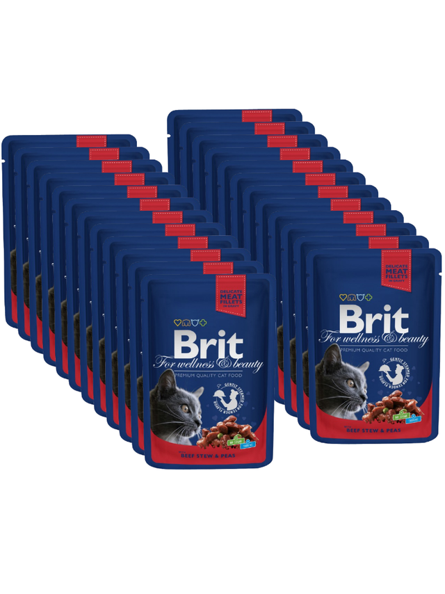 BRIT Cat WOŁOWINA i GROSZEK 24x100g