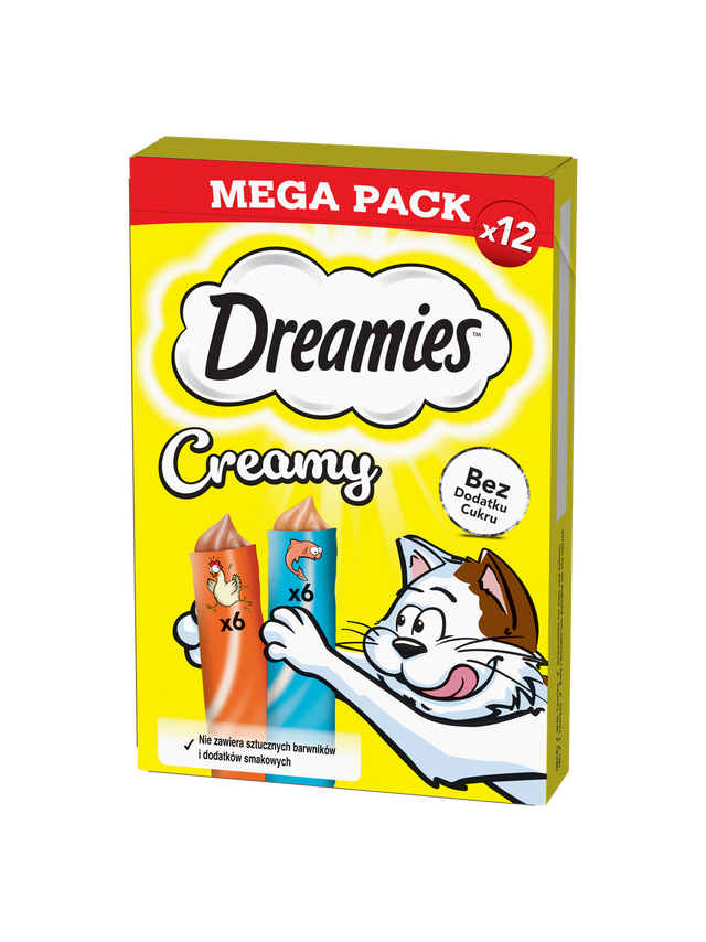DREAMIES Creamy z kurczakiem i z łososiem 12x10g