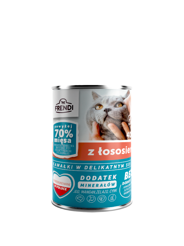 Frendi kawałki w delikatnym sosie z łososiem 400g dla kota