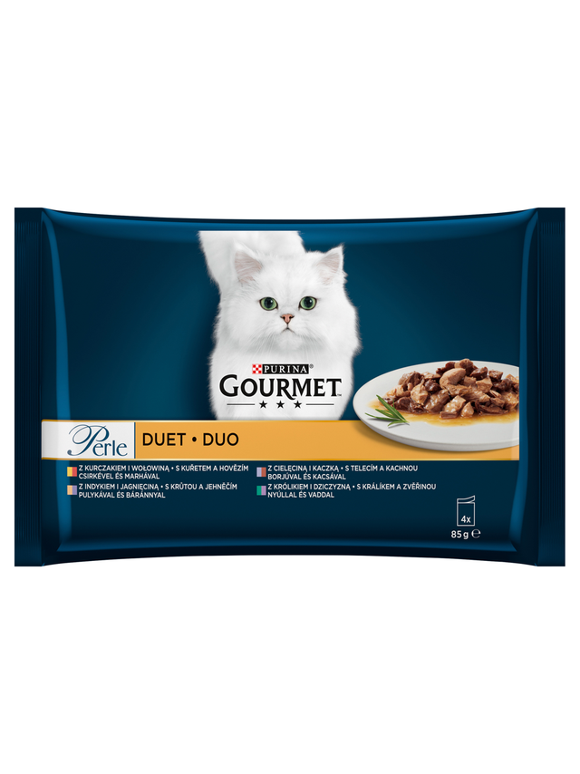 GOURMET Perle karma dla dorosłych kotów Mięsny Duet 4x85g