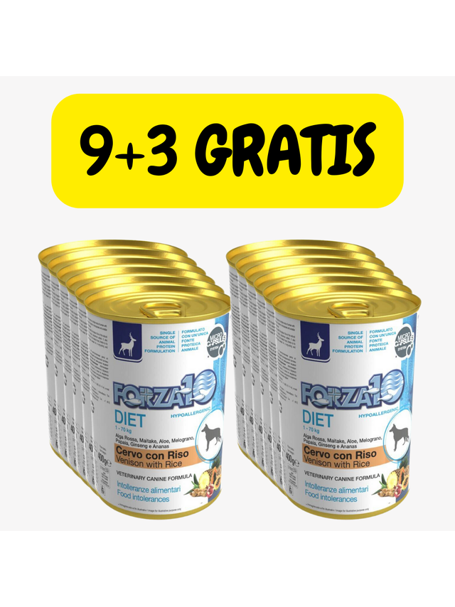 FORZA10 DIET jeleń 12x400g dla psów z problemami alergicznymi oraz nietolerancją pokarmową