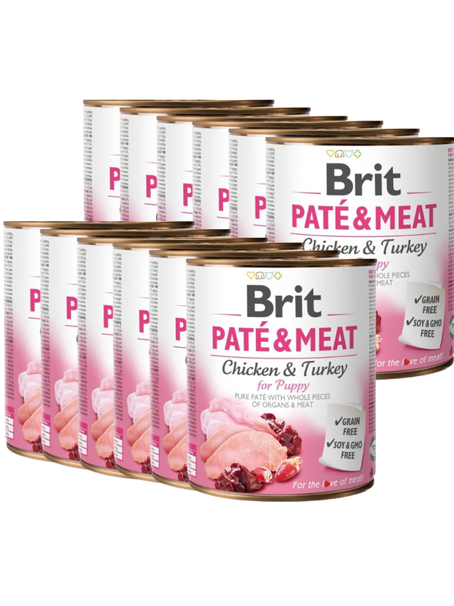 BRIT PATÉ & MEAT CHICKEN & TURKEY FOR PUPPY 12x800g