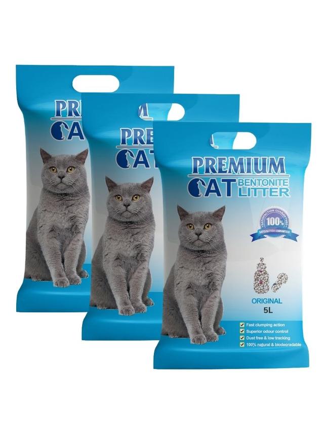 Premium Cat Żwirek Bentonitowy Zbrylający - Naturalny dla kota 3x5L