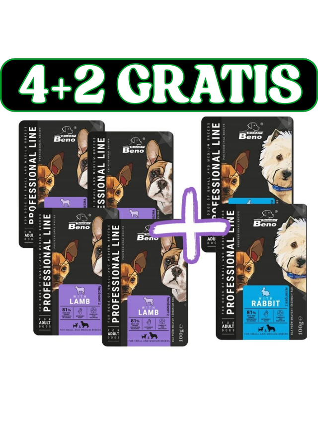 SUPER BENO Adult saszetka dla psów małych i średnich ras z jagnięciną/ z królikiem 6x100g