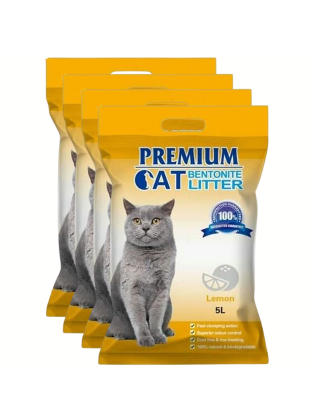 Premium Cat Żwirek Bentonitowy Zbrylający - Cytrynowy dla kota 4x5L