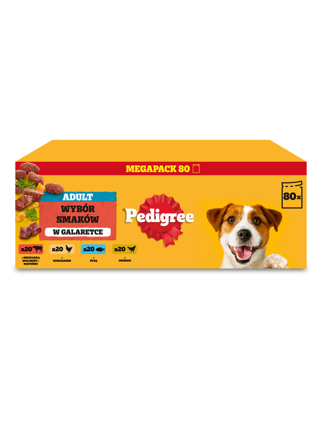 PEDIGREE® Adult Karma mokra dla psów dorosłych, Wybór Smaków w Galaretce, saszetka 80 x 100 g