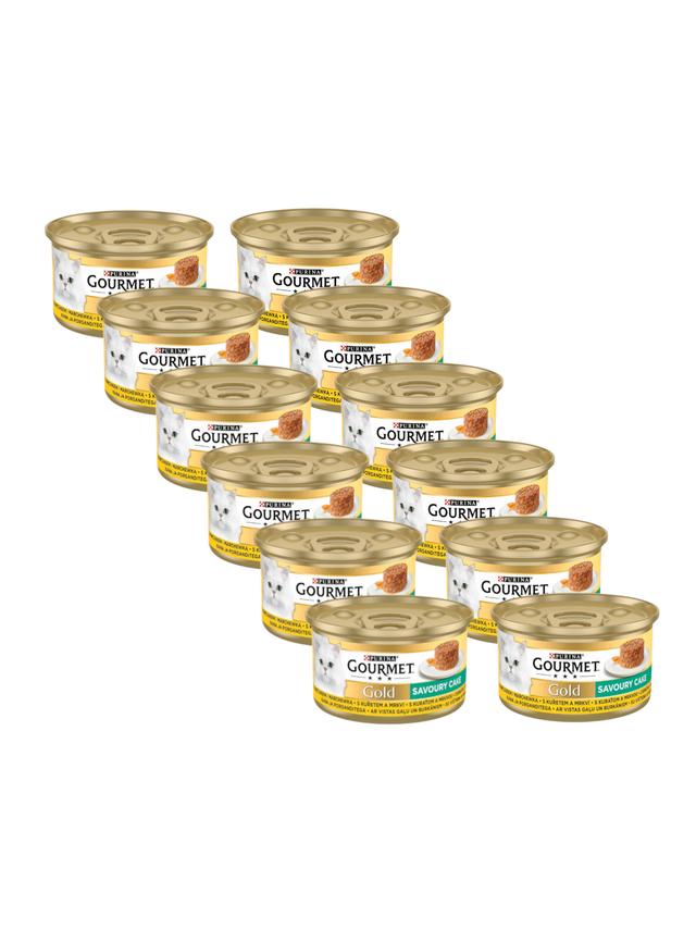 Purina Gourmet Gold Savoury Cake z kurczakiem i marchewką 12x85g