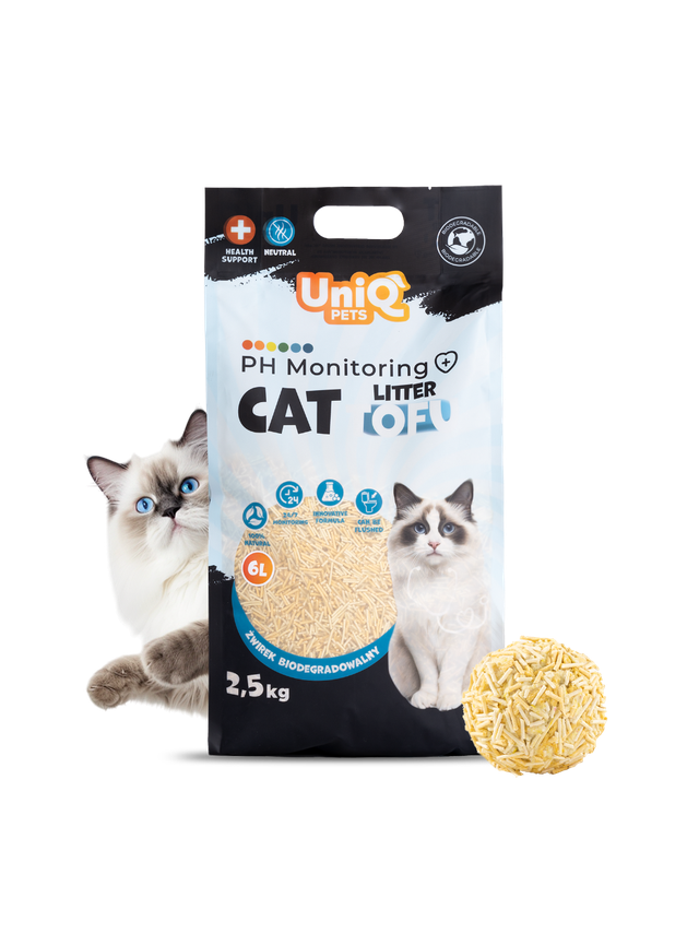 UNIQ PETS ŻWIREK DLA KOTA TOFU, pH monitoring, biodegradowalny 2,5 kg bez zapachowy.