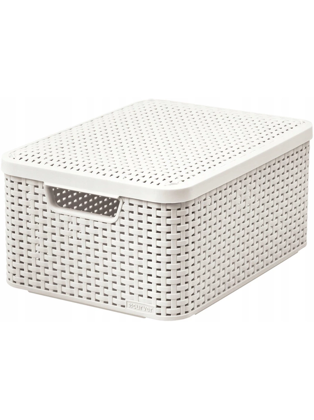 Curver Koszyk z pokrywą Rattan Style M kremowy