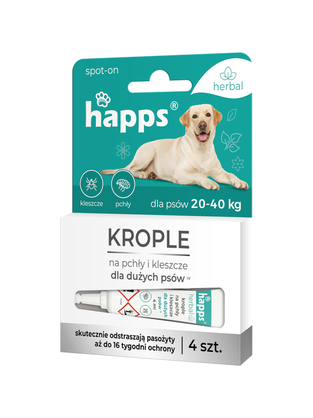 HAPPS Herbal - krople na pchły i kleszcze dla dużych psów 20-40kg