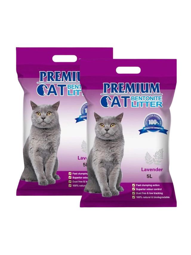 Premium Cat Żwirek Bentonitowy Zbrylający - Lawendowy dla kota 2x5L