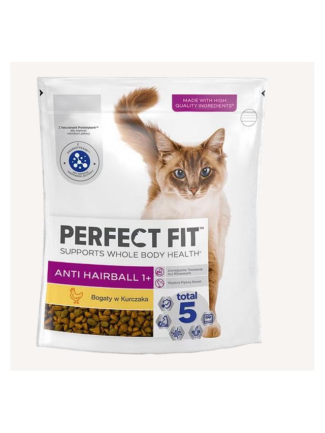 Perfect Fit™ Anti-hairball 1+, 750 g – sucha karma pełnoporcjowa dla kotów, bogata w kurczaka
