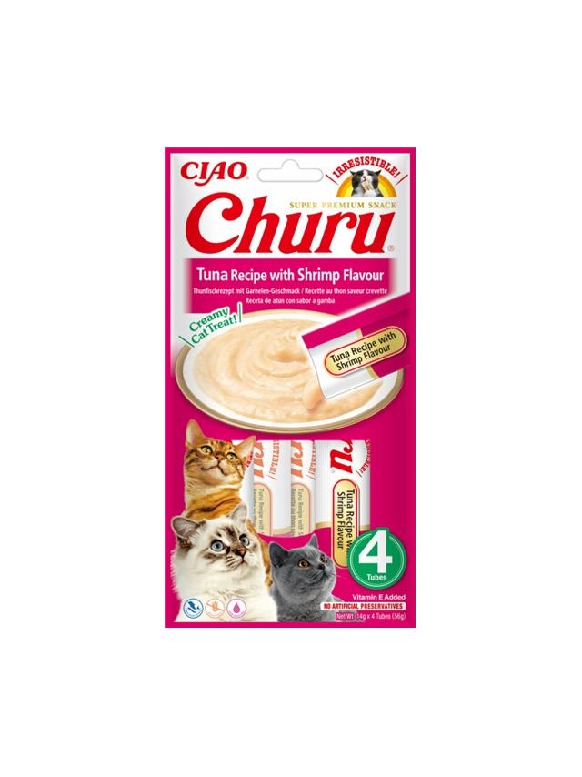 INABA  Churu przysmak dla kota o smaku tuńczyka i krewetki 4x14g