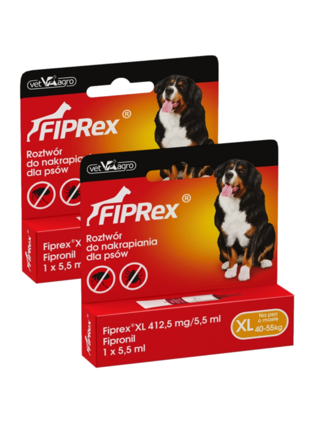 Fiprex XL, 412,5 mg/5,5 ml, roztwór do nakrapiania dla psów (2szt)
