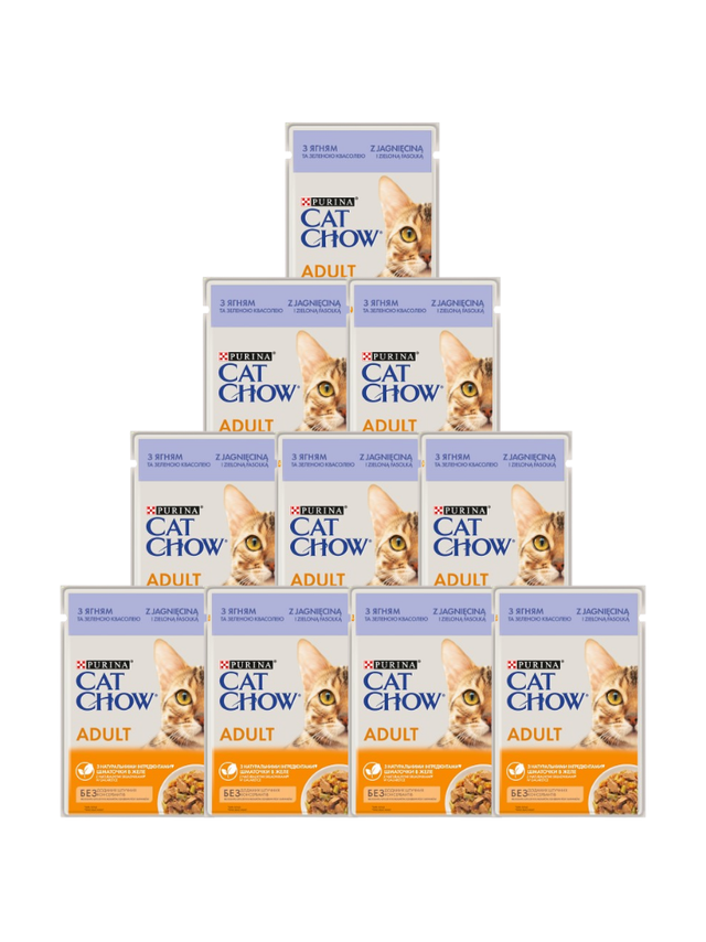 PURINA Cat Chow Adult Karma dla kotów z jagnięciną i zieloną fasolką w galaretce 10x85g