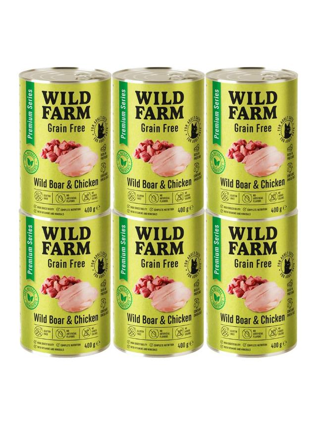 WILD FARM Premium Grain Free Wild Boar and Chicken 6x400g  - bezzbożowa karma dla kota