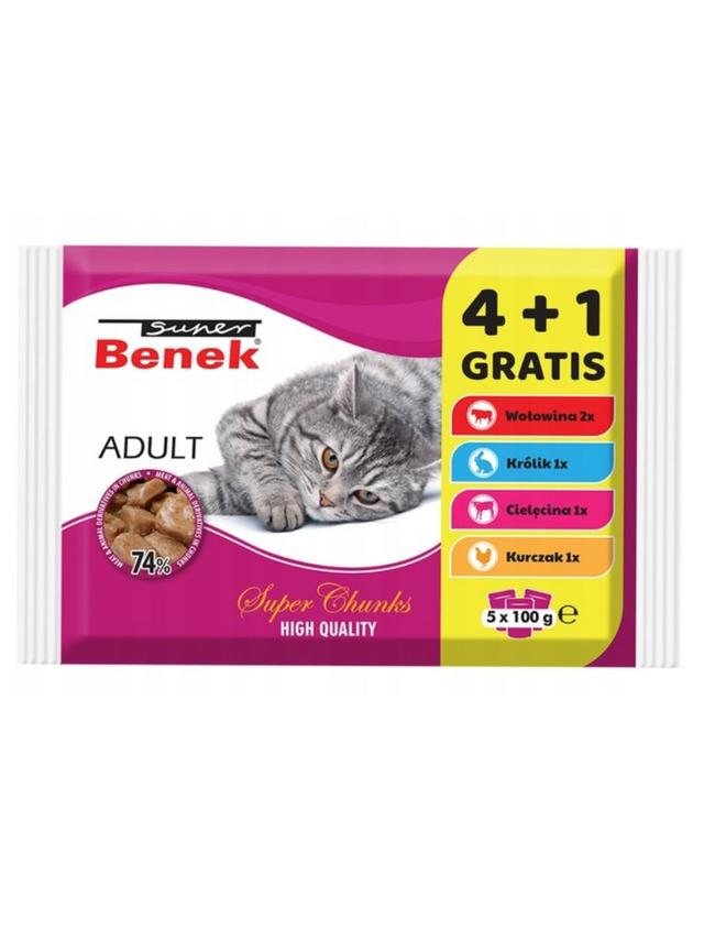 Super Benek Saszetka dla kota Adult 5x100g (4+1 GRATIS)
