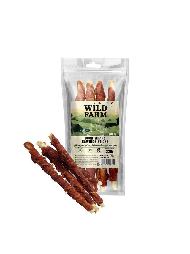 WILD FARM Długi patyk ze skóry wołowej z kaczką 28cm 320g przysmak dla psa