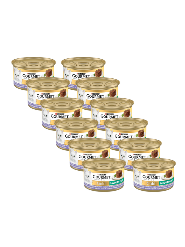 Purina Gourmet Gold Savoury Cake z jagnięciną i zieloną fasolką 12x85g