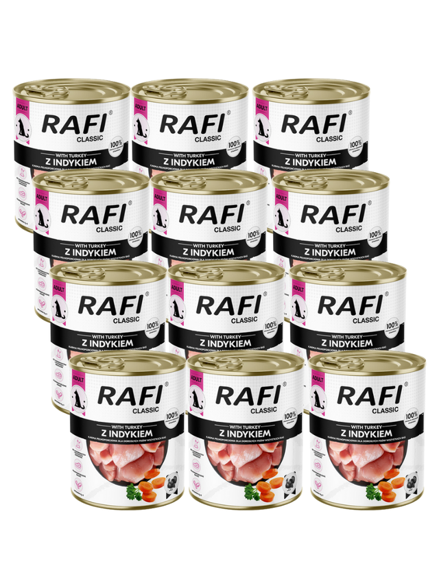 DOLINA NOTECI Mokra karma dla psa Rafi Classic z indykiem 12x800g