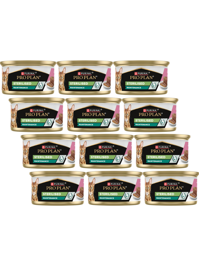 PRO PLAN Sterilised Wilgotny pasztet z łososiem i tuńczykiem Mokra karma dla kota 12x85g