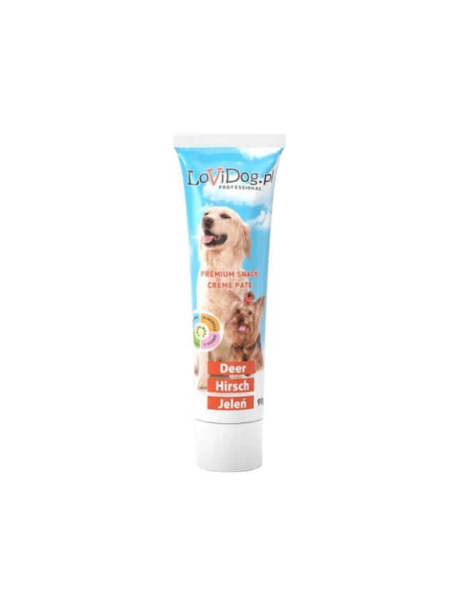 Lovi Dog Snack Creme Pate Dear - pasztet dla psa w tubce, z jeleniem, witaminami i Omega-3 90g