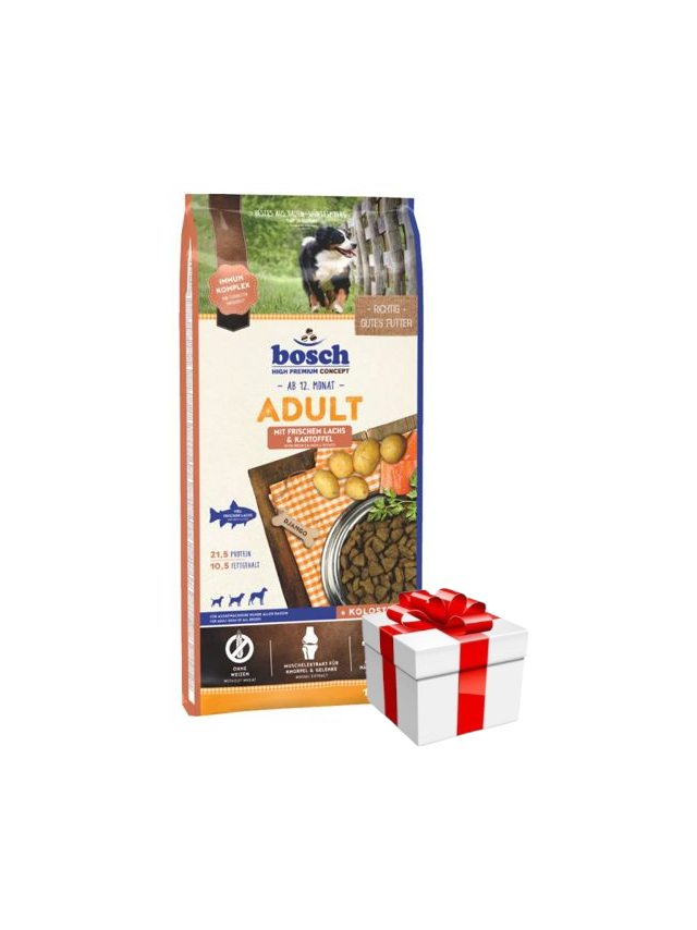 Bosch Adult Salmon & Potato, łosoś i ziemniak (nowa receptura) 15kg + Niespodzianka dla psa GRATIS