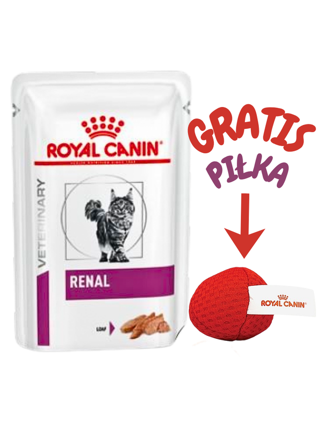 ROYAL CANIN Cat Renal 12x85g saszetka (pasztet) +  piłka dla kota GRATIS!!