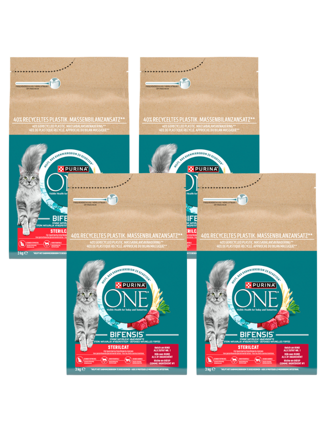 Purina One Cat Sterilcat Karma z wołowiną dla kota 4x3kg