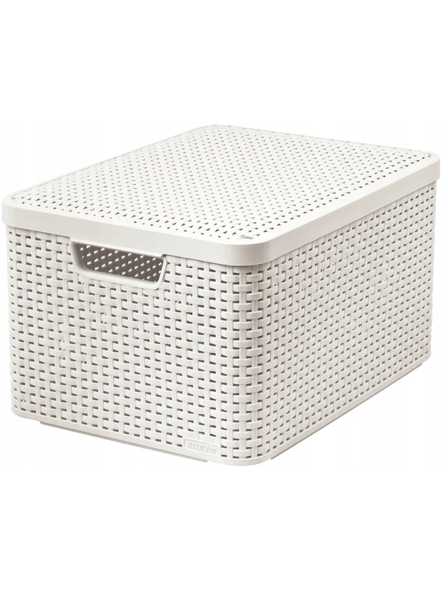 Curver Koszyk z pokrywą Rattan Style L kremowy