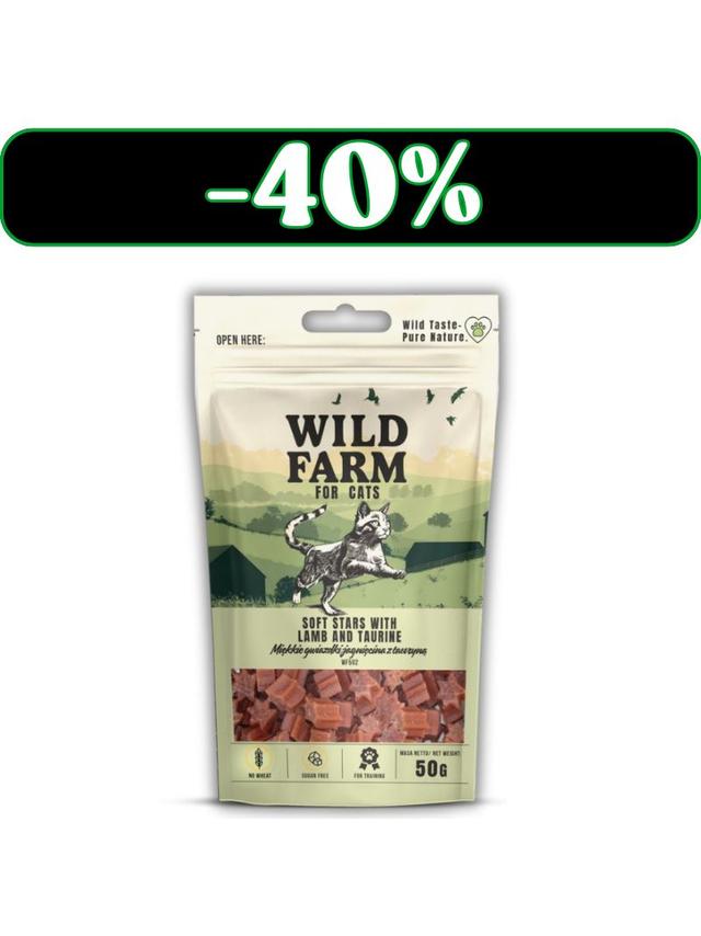 WILD FARM gwiazdki jagnięcina z tauryną 50g przysmak dla kota