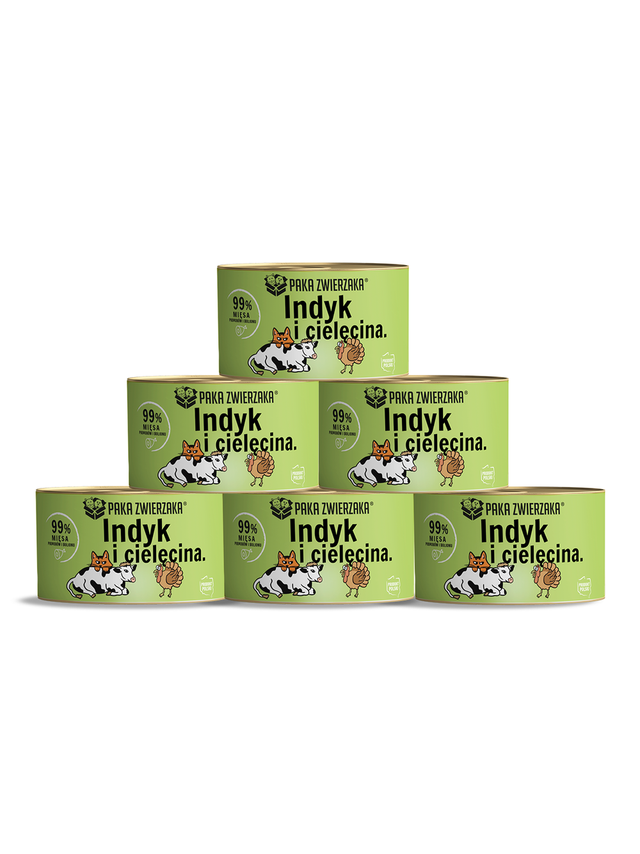 Paka Zwierzaka- karma mokra Indyk i cielęcina 6x200g