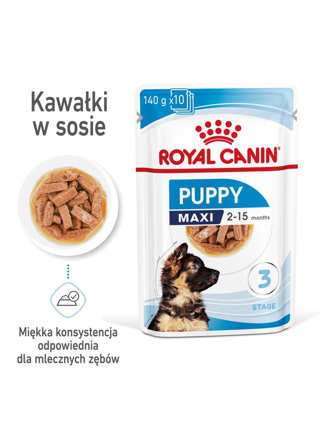 ROYAL CANIN Maxi Puppy 10x140g karma mokra w sosie dla szczeniąt do 15 miesiąca życia,  ras dużych