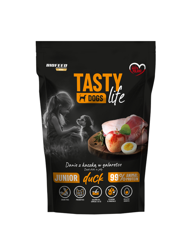 Tasty Dogs Life Junior Danie z kaczką w galaretce 500g