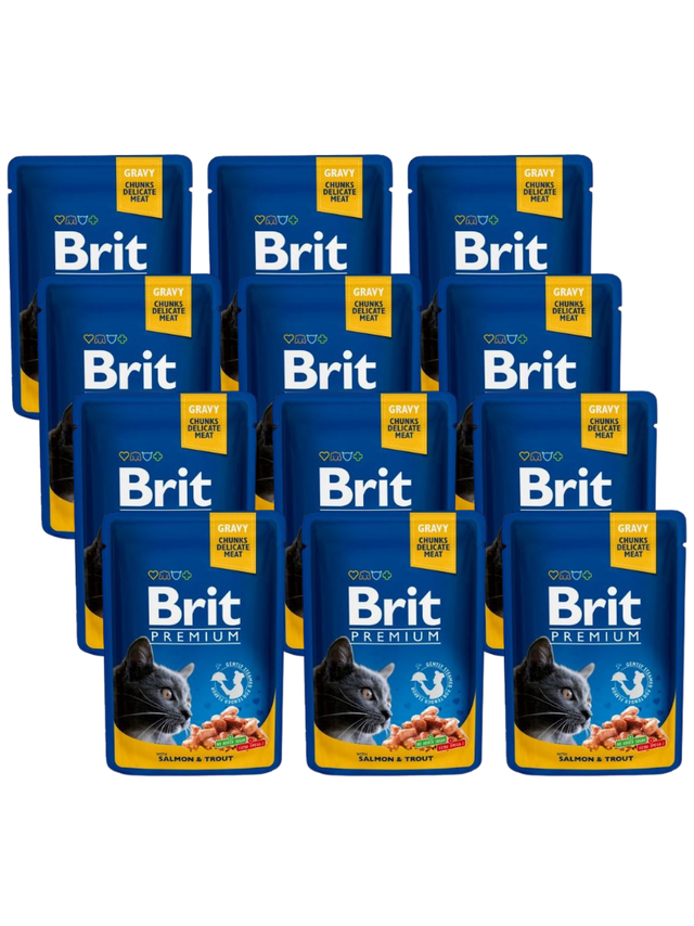 BRIT Cat ŁOSOŚ i PSTRĄG 12x100g