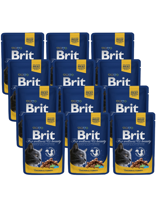 BRIT Cat KURCZAK i INDYK 12x100g