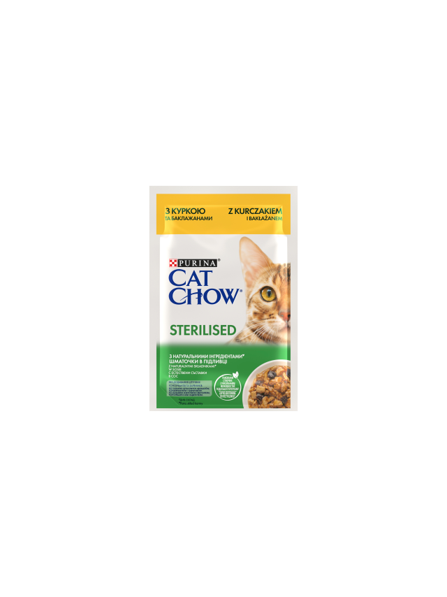 CAT CHOW Sterilised Karma dla kotów z kurczakiem i bakłażanem w sosie 85g
