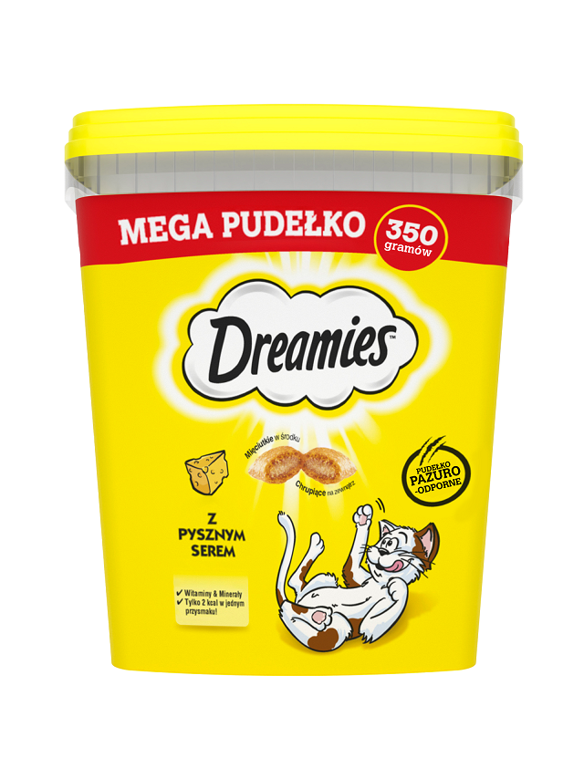 DREAMIES Mega Pudełko 350 g – karma uzupełniająca dla dorosłych kotów, z pysznym serem