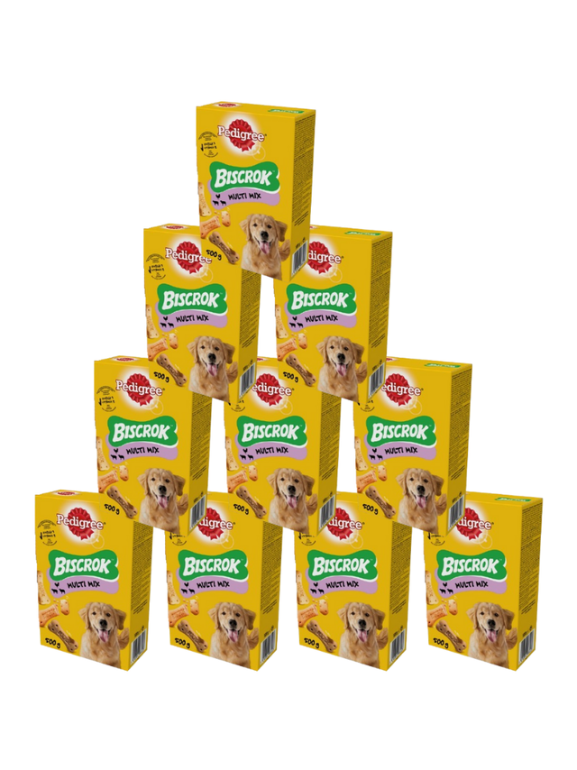 PEDIGREE® Biscrok™ Multi Mix 12x500 g – karma uzupełniająca dla dorosłych psów, o smaku kurczaka, wołowiny i jagnięciny